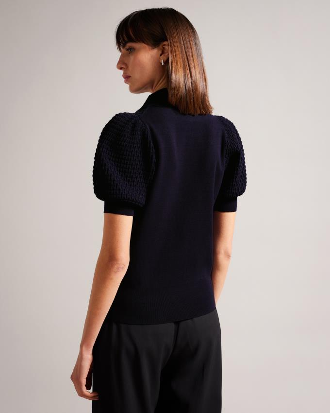 Hauts Ted Baker Polo Knit With Embellished Buttons Bleu Foncé Femme | YQJ-91981891